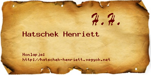 Hatschek Henriett névjegykártya